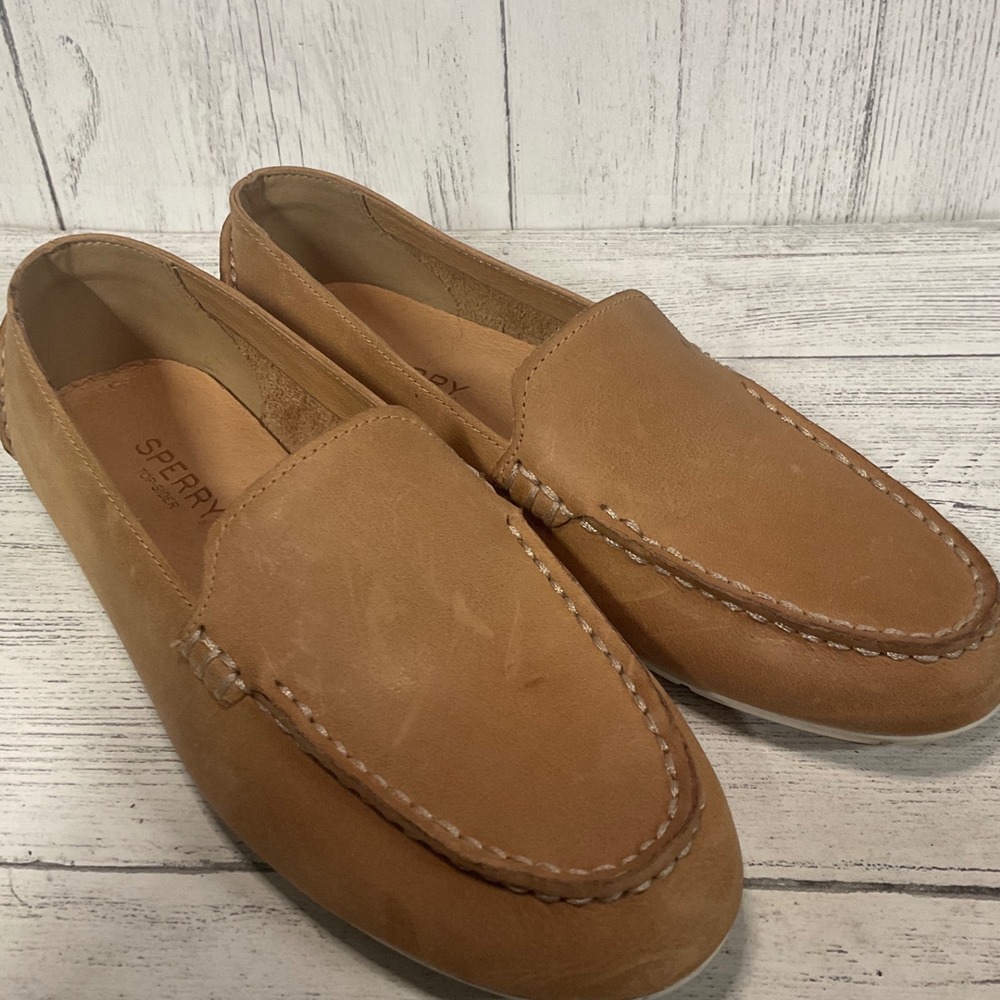 Sperry top sider women's size 5‎ leather camel loafer